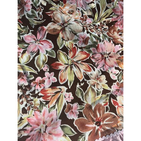 Cato Floral Mini Skirt Brown Pink Ruffle Hem Cotton Blend Size 18 Fairy Cottage - Picture 9 of 10